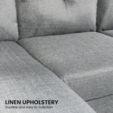 Sarantino Linen Corner Sofa Couch Lounge Chaise with Metal Legs - Grey