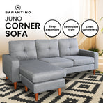 Sarantino Linen Corner Sofa Couch Lounge Adjustable Chaise - Grey