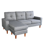 Sarantino Linen Corner Sofa Couch Lounge Adjustable Chaise - Grey