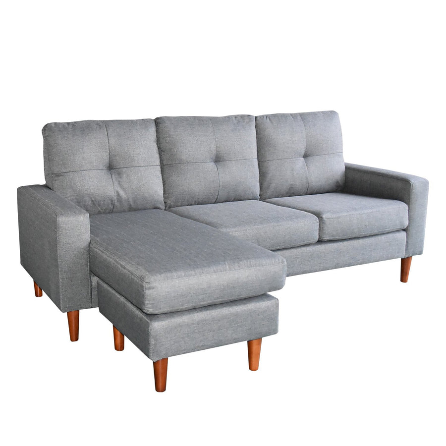 Sarantino Linen Corner Sofa Couch Lounge Adjustable Chaise - Grey