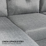 Sarantino Linen Corner Sofa Couch Lounge Adjustable Chaise - Grey