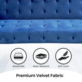Ava Tufted Velvet Sofa Bed by Sarantino - Blue