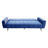 Ava Tufted Velvet Sofa Bed by Sarantino - Blue - Side View