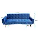 Ava Tufted Velvet Sofa Bed by Sarantino - Blue - 45-Degree Angle