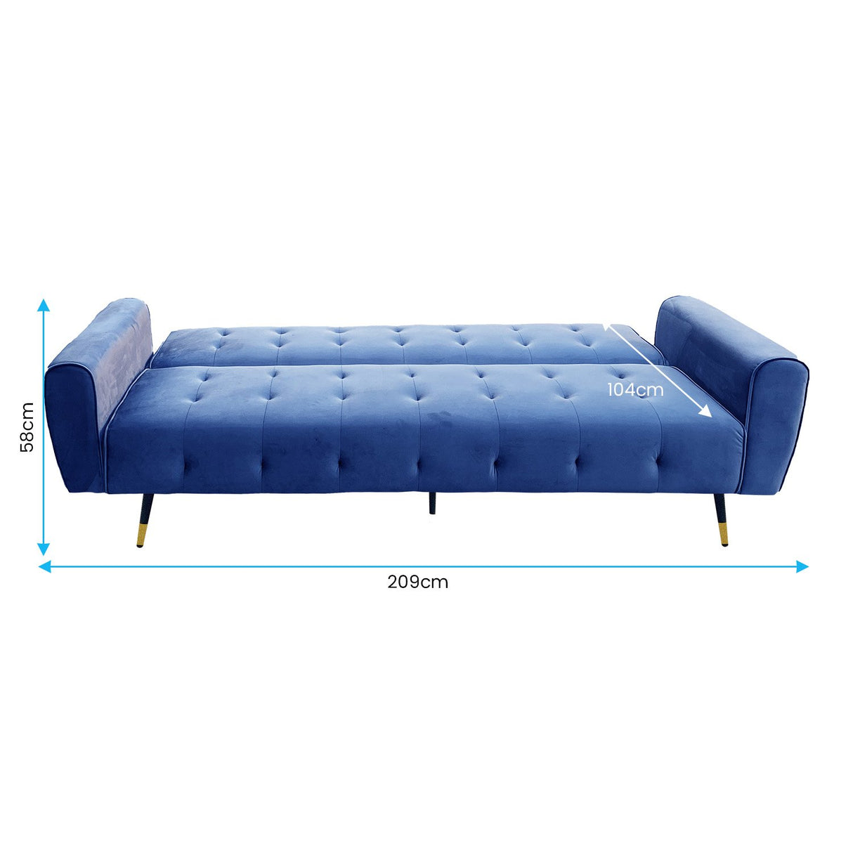 Ava Tufted Velvet Sofa Bed by Sarantino - Blue