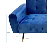 Ava Tufted Velvet Sofa Bed by Sarantino - Blue - Close-Up Angle