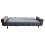 Ava Tufted Velvet Sofa Bed by Sarantino - Dark Grey - Side View