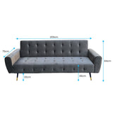 Ava Tufted Velvet Sofa Bed by Sarantino - Dark Grey - 45-Degree Angle