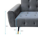 Ava Tufted Velvet Sofa Bed by Sarantino - Dark Grey - Close-Up Angle