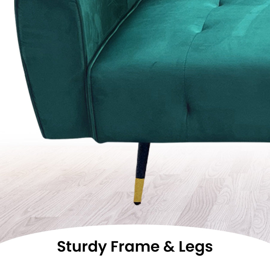 Ava Tufted Velvet Sofa Bed by Sarantino - Green