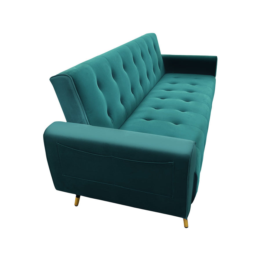 Ava Tufted Velvet Sofa Bed by Sarantino - Green