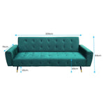 Ava Tufted Velvet Sofa Bed by Sarantino - Green
