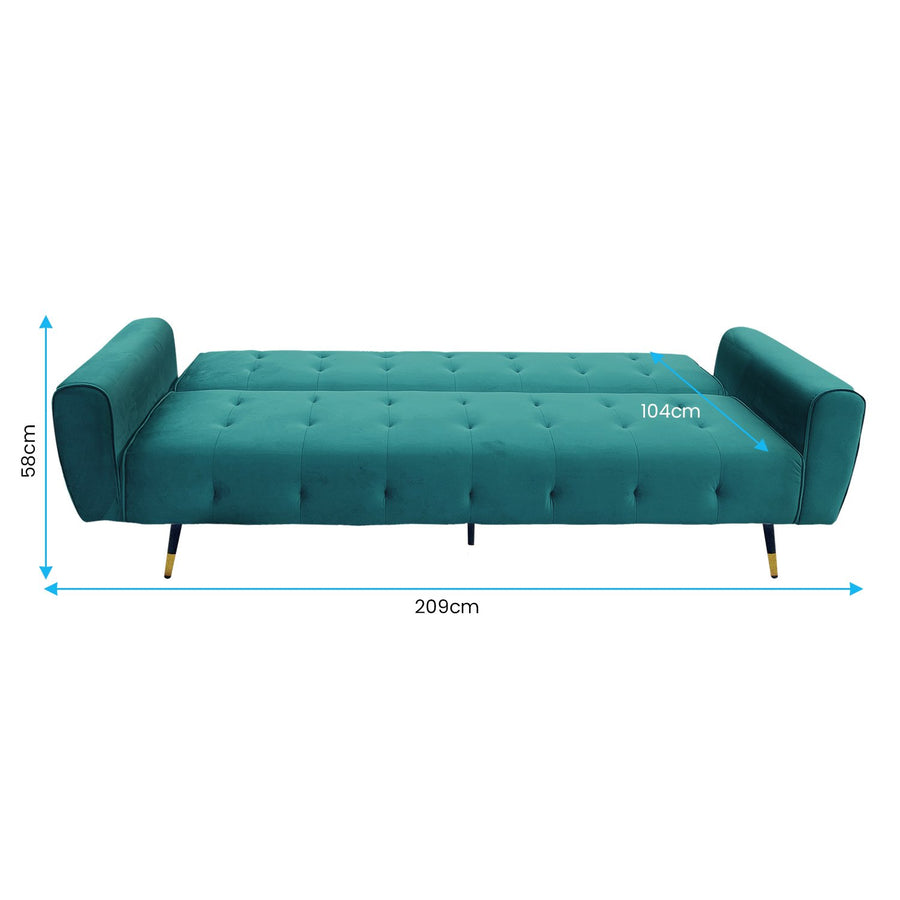 Ava Tufted Velvet Sofa Bed by Sarantino - Green