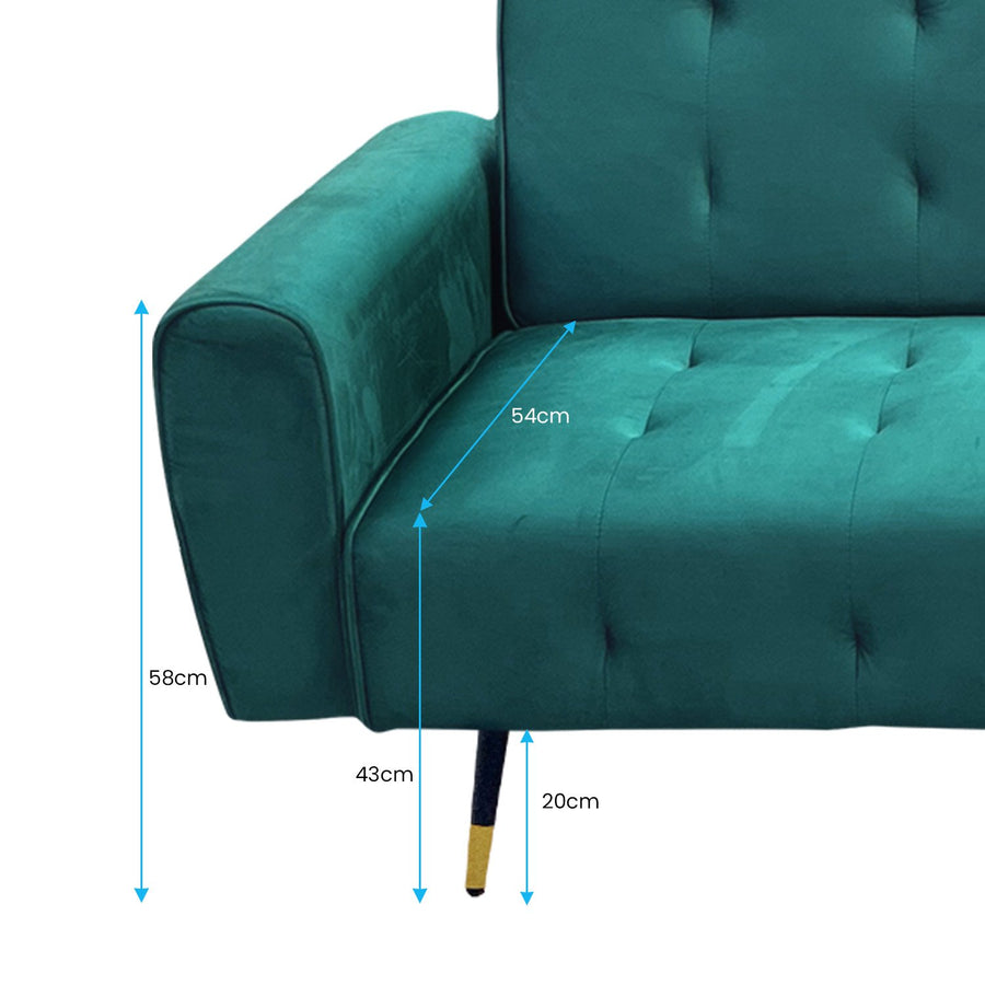 Ava Tufted Velvet Sofa Bed by Sarantino - Green