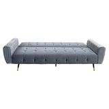 Ava Tufted Velvet Sofa Bed by Sarantino - Light Grey - Side View