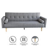 Sarantino 3 Seater Linen Sofa Bed Couch with Pillows - Light Grey - Front View