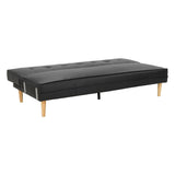 Sarantino 3 Seater Faux Leather Sofa Bed Couch with Pillows - Black - 45-Degree Angle