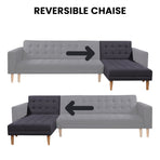 Sarantino Linen Fabric Corner Sofa Bed Couch Lounge w/ Chaise D.Grey
