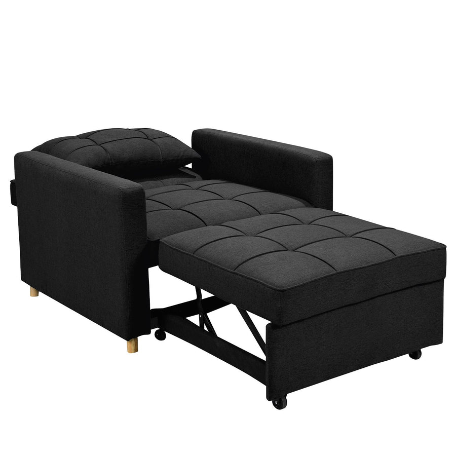 Suri 3-in-1 Convertible Lounge Chair Bed by Sarantino - Black