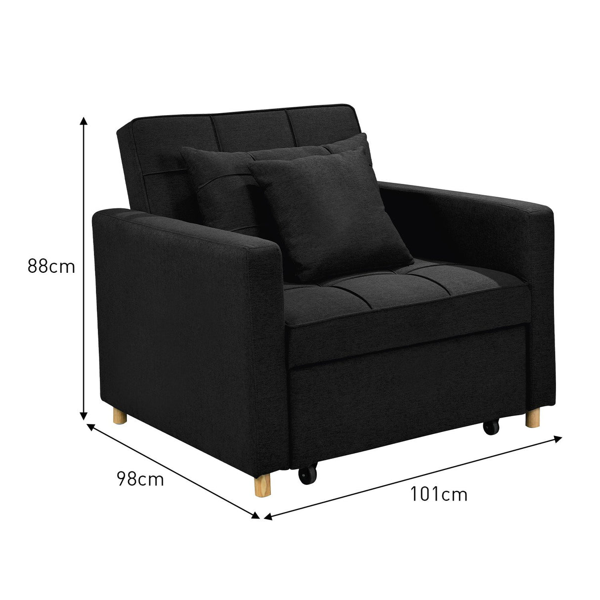 Suri 3-in-1 Convertible Lounge Chair Bed by Sarantino - Black