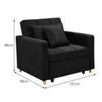 Suri 3-in-1 Convertible Lounge Chair Bed by Sarantino - Black