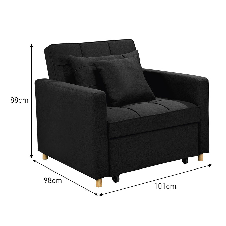 Suri 3-in-1 Convertible Lounge Chair Bed by Sarantino - Black