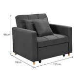 Suri 3-in-1 Convertible Lounge Chair Bed by Sarantino - Dark Grey - Side View