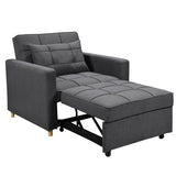 Suri 3-in-1 Convertible Lounge Chair Bed by Sarantino - Dark Grey - 45-Degree Angle