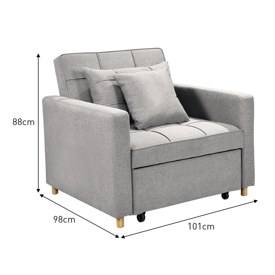 Suri 3-in-1 Convertible Sofa Chair Bed Lounger by Sarantino Light Grey