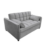 Sarantino Quincy 2-Seater Velvet Sofa Bed in Dark Grey with Wooden Frame & Tufted Design