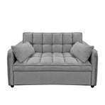 Sarantino Quincy 2-Seater Velvet Sofa Bed in Dark Grey with Wooden Frame & Tufted Design