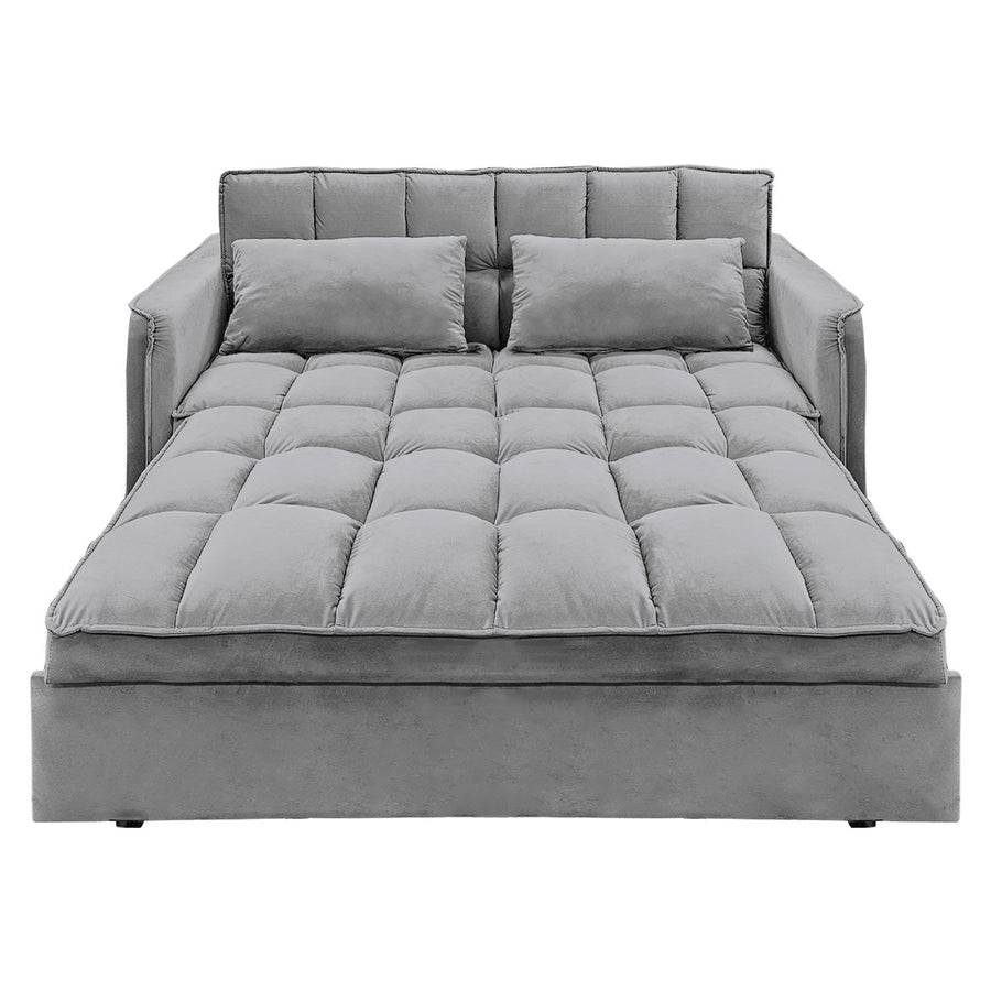 Sarantino Quincy 2-Seater Velvet Sofa Bed in Dark Grey with Wooden Frame & Tufted Design