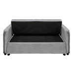Sarantino Quincy 2-Seater Velvet Sofa Bed in Dark Grey with Wooden Frame & Tufted Design
