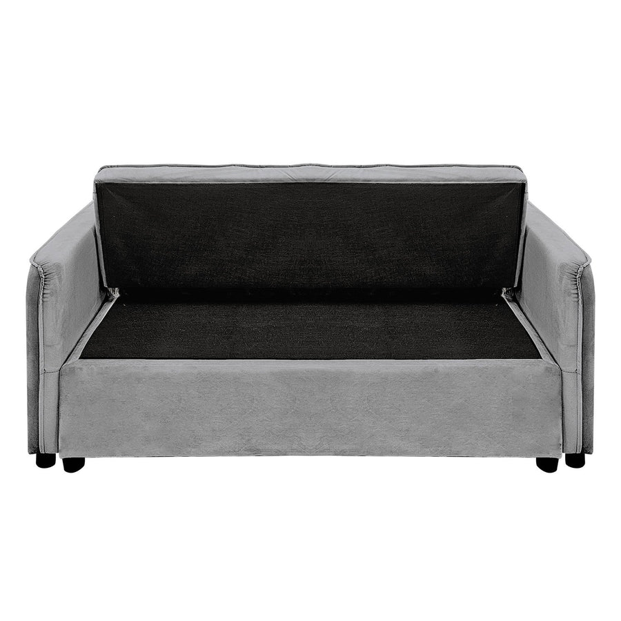 Sarantino Quincy 2-Seater Velvet Sofa Bed in Dark Grey with Wooden Frame & Tufted Design