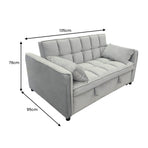 Sarantino Quincy 2-Seater Velvet Sofa Bed in Light Grey with Wooden Frame & Tufted Design