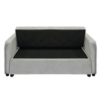 Sarantino Quincy 2-Seater Velvet Sofa Bed in Light Grey with Wooden Frame & Tufted Design
