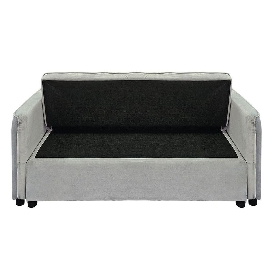 Sarantino Quincy 2-Seater Velvet Sofa Bed in Light Grey with Wooden Frame & Tufted Design