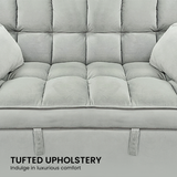 Sarantino Quincy 2-Seater Velvet Sofa Bed in Light Grey with Wooden Frame & Tufted Design