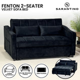 Sarantino Fenton Velvet 2-Seater Sofa Bed - Black - Side View