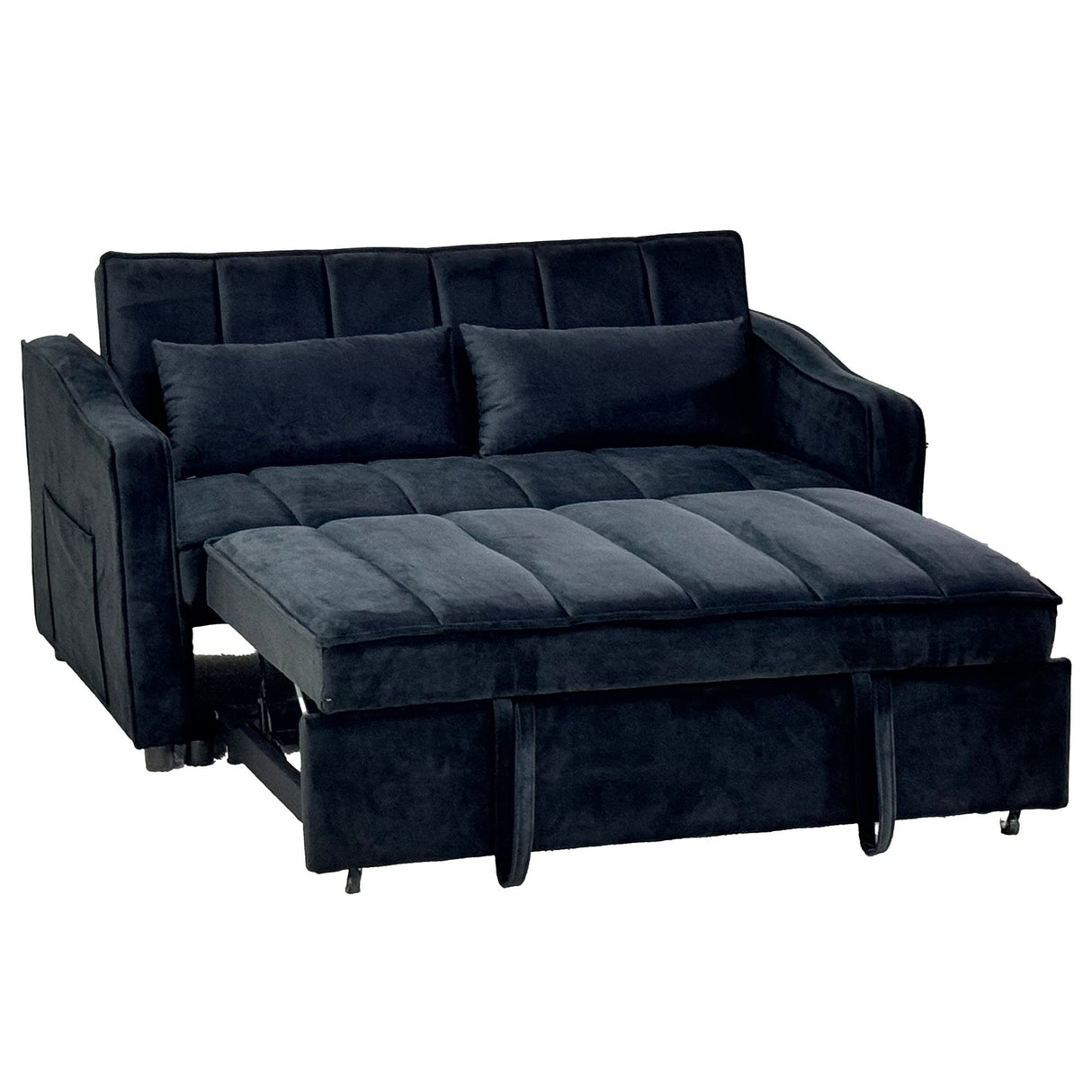 Sarantino Fenton Velvet 2-Seater Sofa Bed - Black