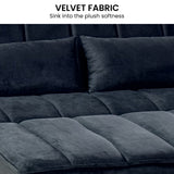 Sarantino Fenton Velvet 2-Seater Sofa Bed - Black