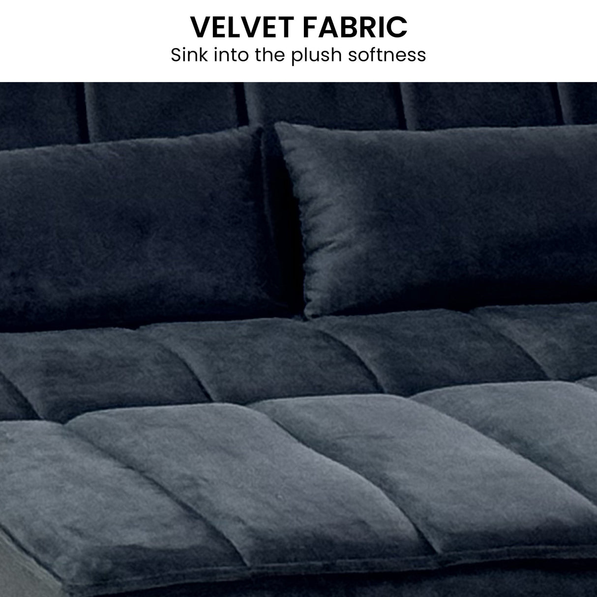 Sarantino Fenton Velvet 2-Seater Sofa Bed - Black