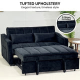 Sarantino Fenton Velvet 2-Seater Sofa Bed - Black - Close-Up Angle