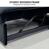 Sarantino Fenton Velvet 2-Seater Sofa Bed - Black - Low Angle