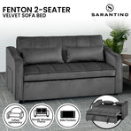 Sarantino Fenton Velvet 2-Seater Sofa Bed - Dark Grey