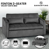 Sarantino Fenton Velvet 2-Seater Sofa Bed - Dark Grey - Side View