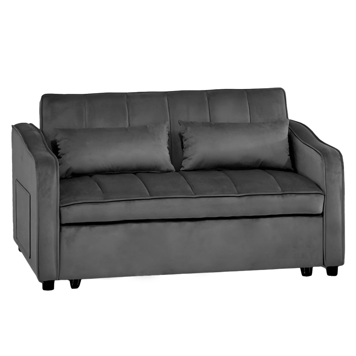 Sarantino Fenton Velvet 2-Seater Sofa Bed - Dark Grey