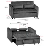 Sarantino Fenton Velvet 2-Seater Sofa Bed - Dark Grey - Top-Down View