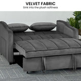 Sarantino Fenton Velvet 2-Seater Sofa Bed - Dark Grey - Rear View