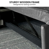 Sarantino Fenton Velvet 2-Seater Sofa Bed - Dark Grey - Low Angle